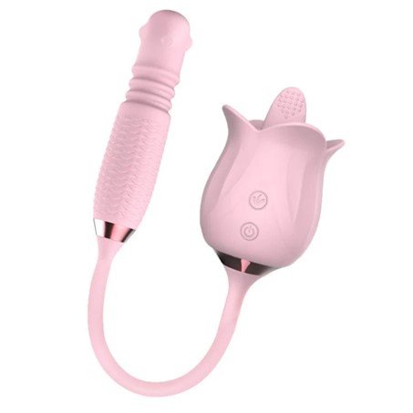 Rose Tongue Toy Telescopic Rotating Vibrator