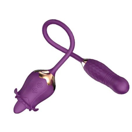 Rose Tongue Vibrator With Thrusting Bullet
