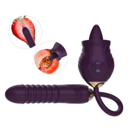 Rose Tongue Vibrator with Thrusting Dildo In Pakistan