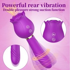 Rose Sucking Vibrator With Telescopic Massager